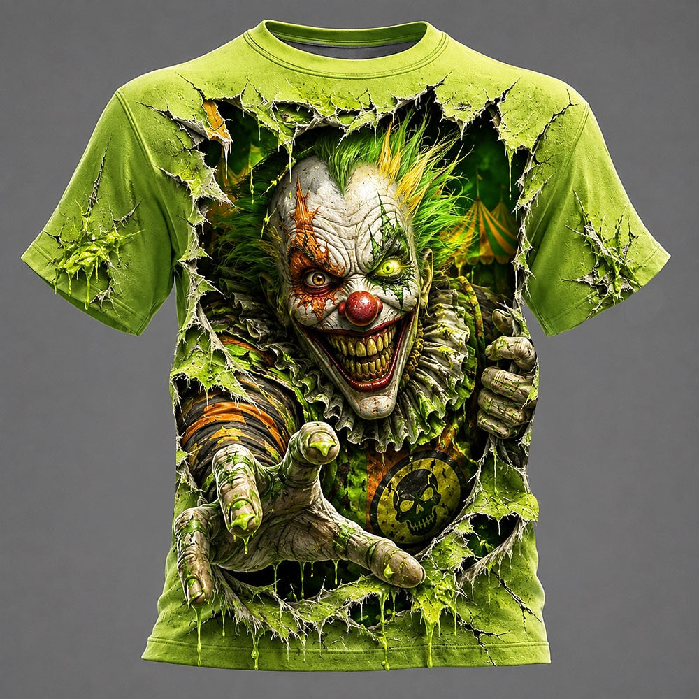 Men's Vivid Creepy Clown Halloween Tee