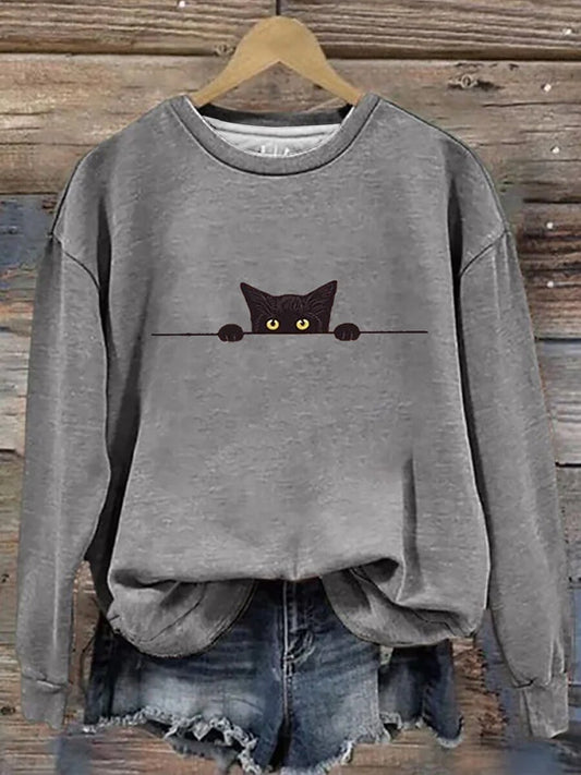 Women's Halloween Black Cat Sweatshirt