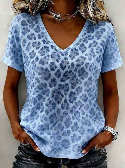 Women's Leopard Art V Neck Tee