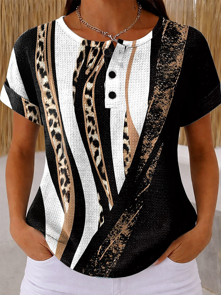 Women's Colorblock Geometric Art Graphic Tee