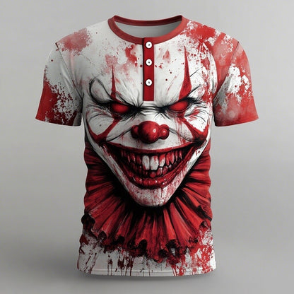 Men's Creepy Clown Halloween Henley