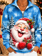 Women's Santa Snowflake Half Zip Sweatshirt