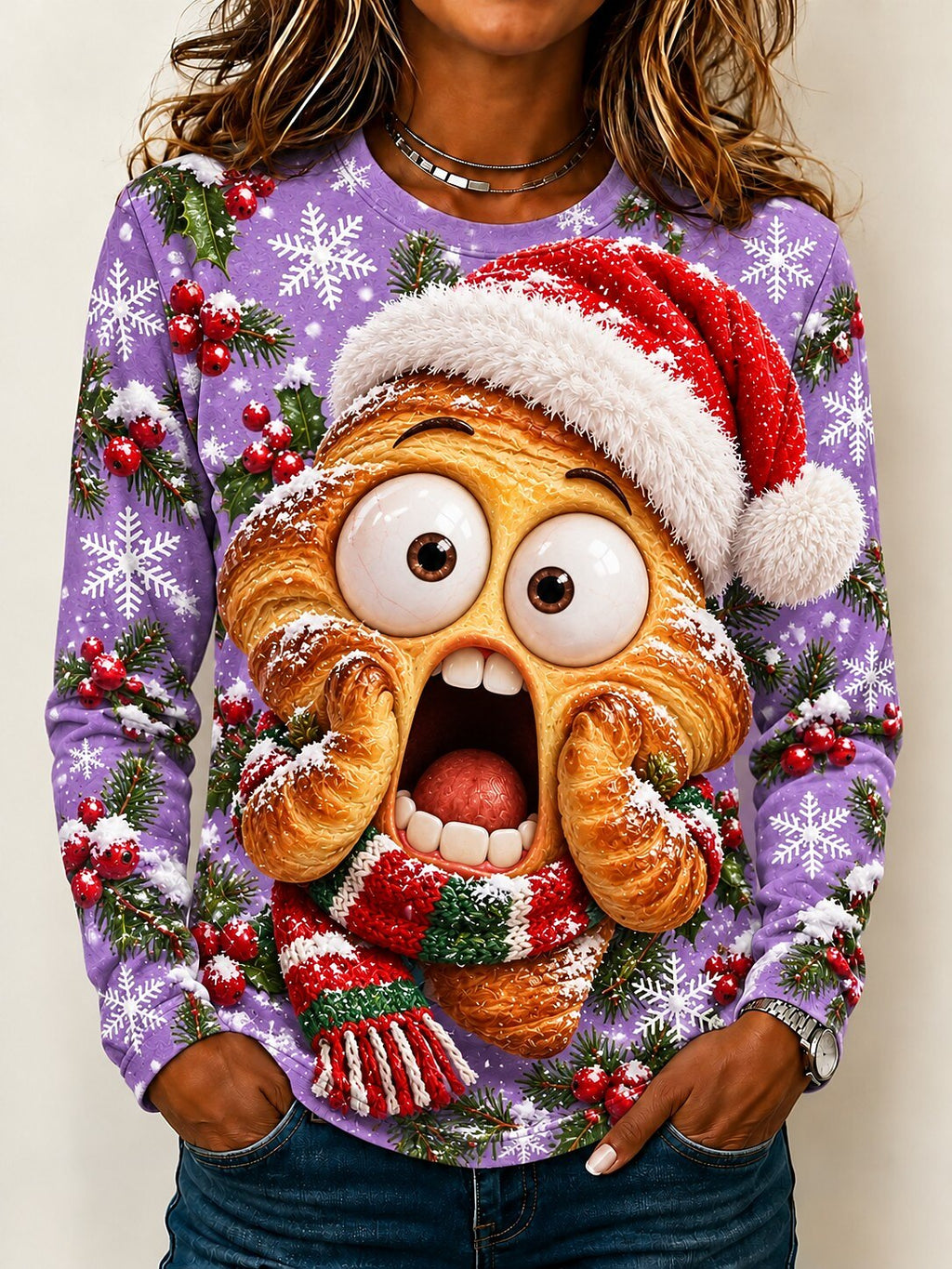 Santa Claus Christmas Round Neck Shirt