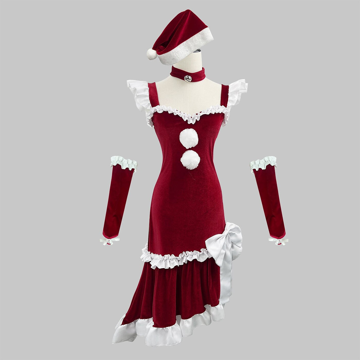 Velvet Mrs Claus Christmas Dress & Hat Set